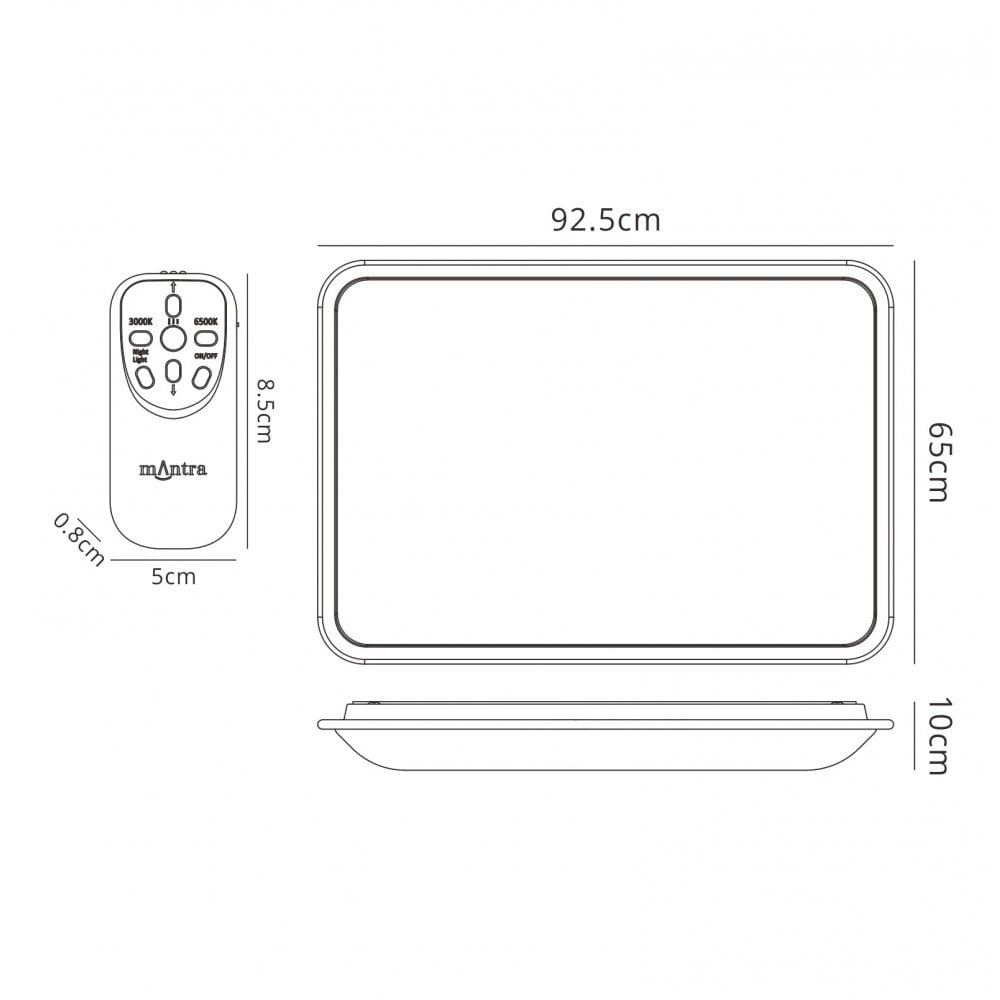 M6247 Fase Ceiling Rectangular 90W LED White Acrylic Diffuser Remote Control