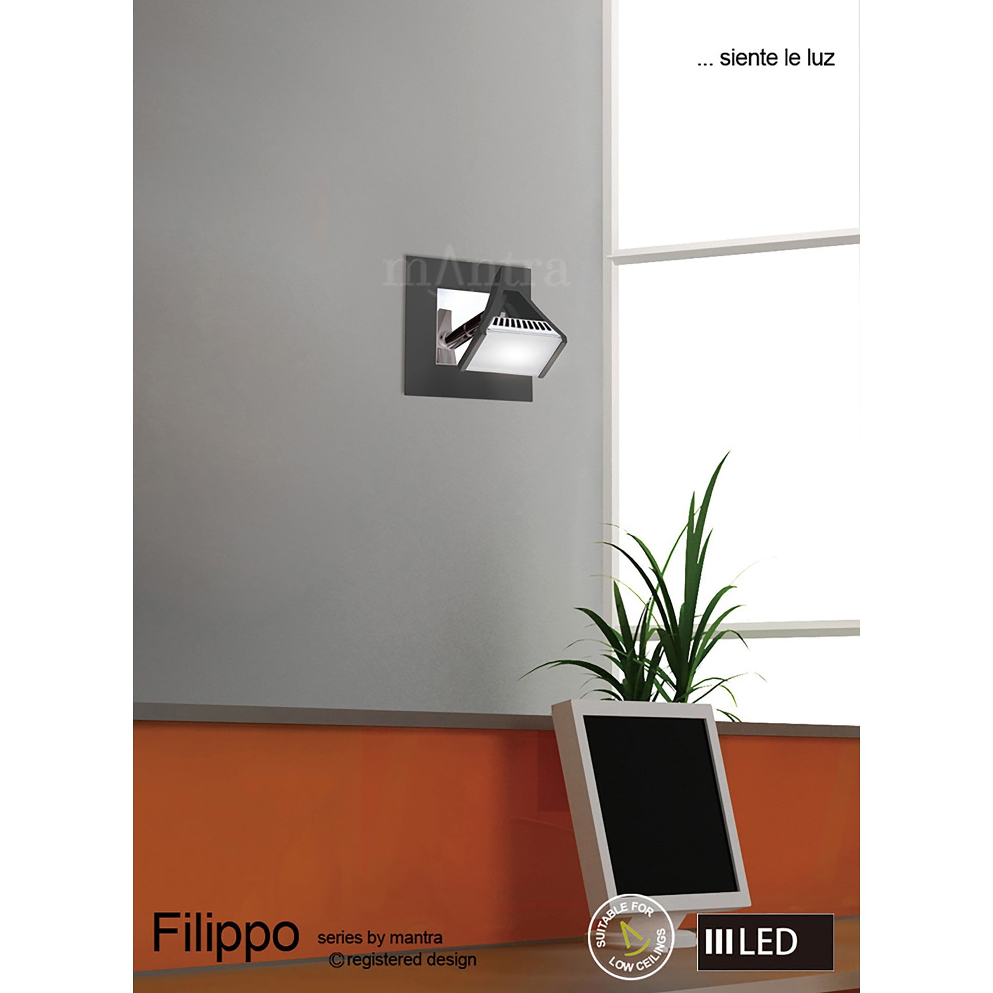 M8100/1 Filippo Spot Light 1 Light 5W LED Matt White/Polished Chrome
