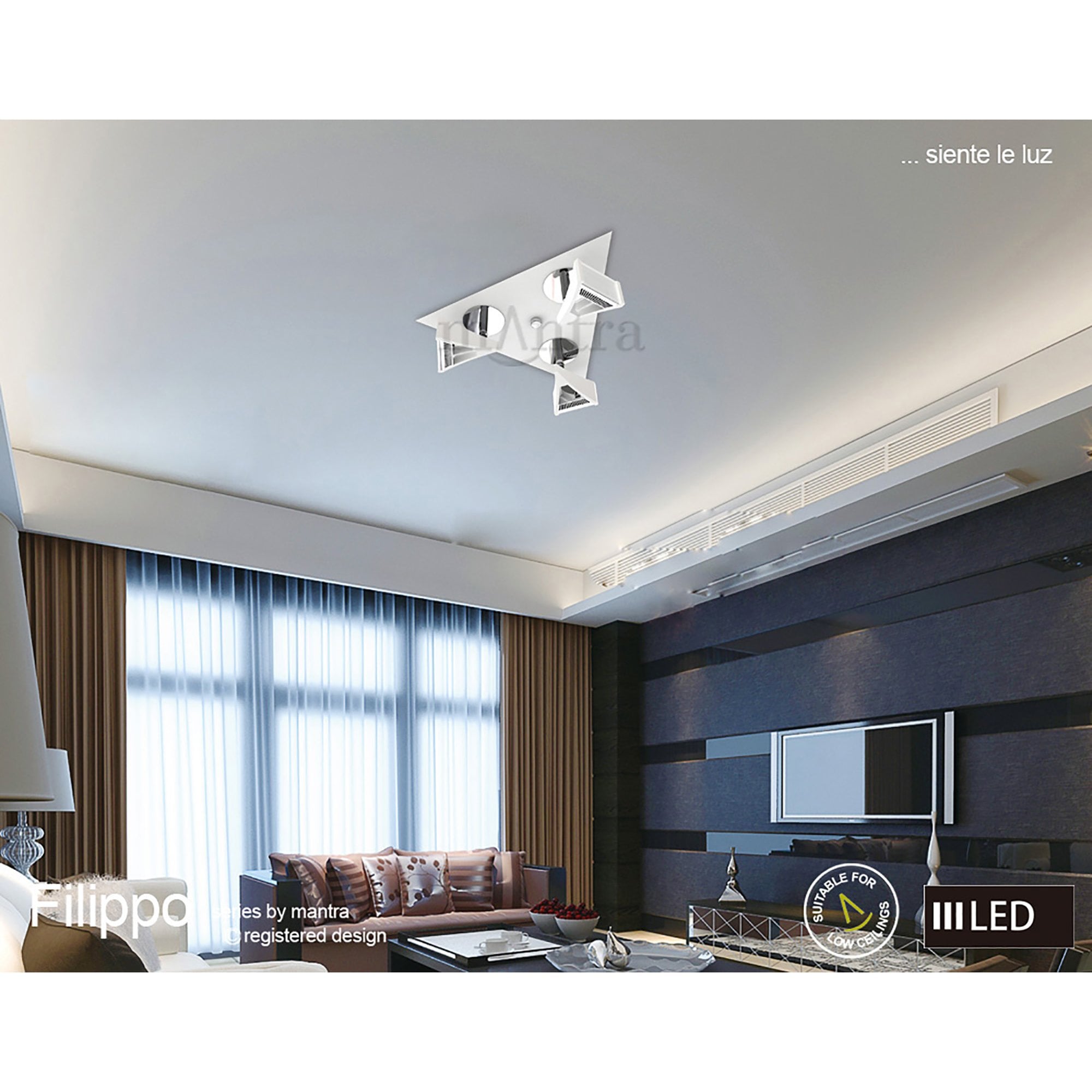 M8103/1 Filippo Linear Spot Light 4 Light LED 20W Matt White/Polished Chrome