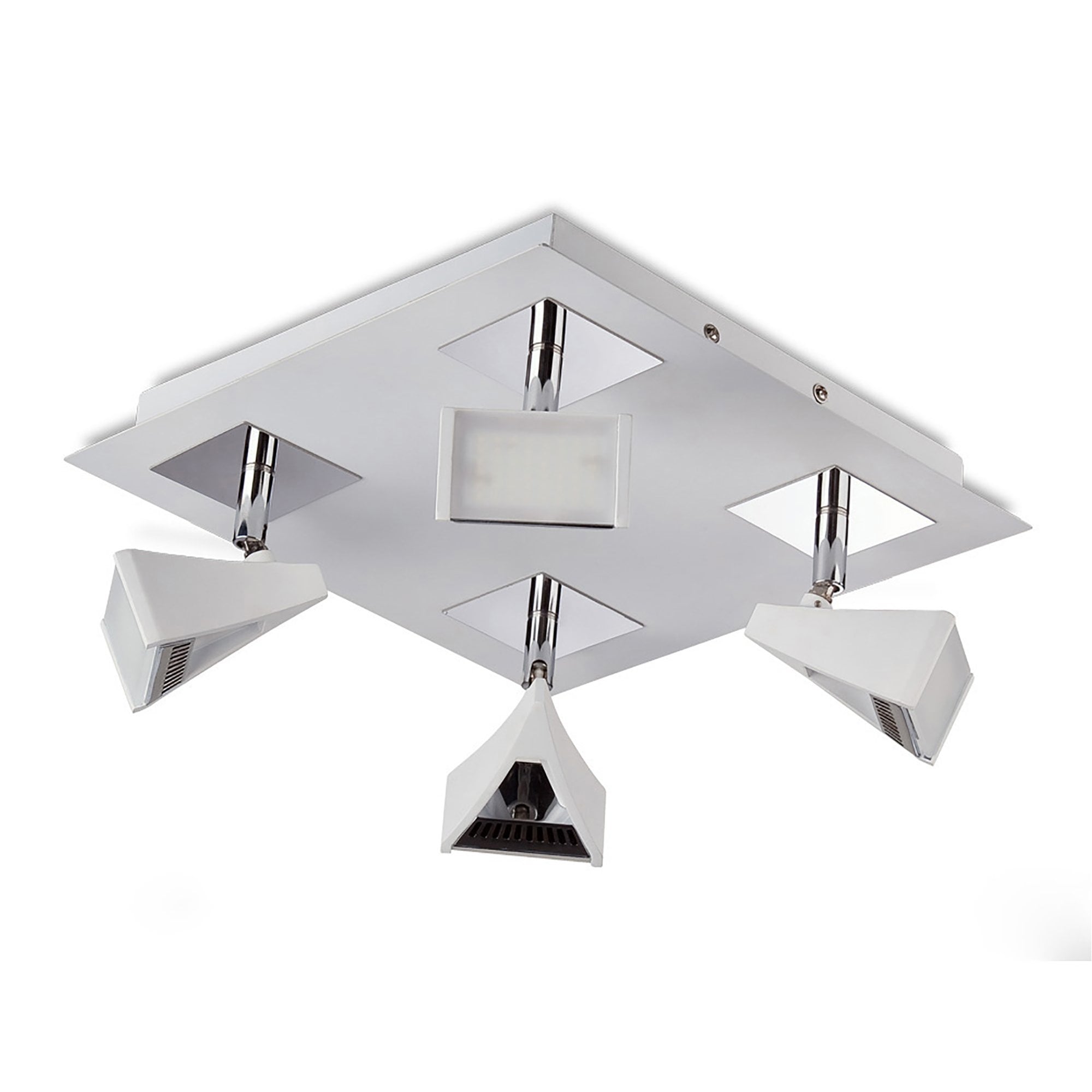 M8105/1 Filippo Spot Light 4 Light LED Square 20W Matt White/Polished Chrome