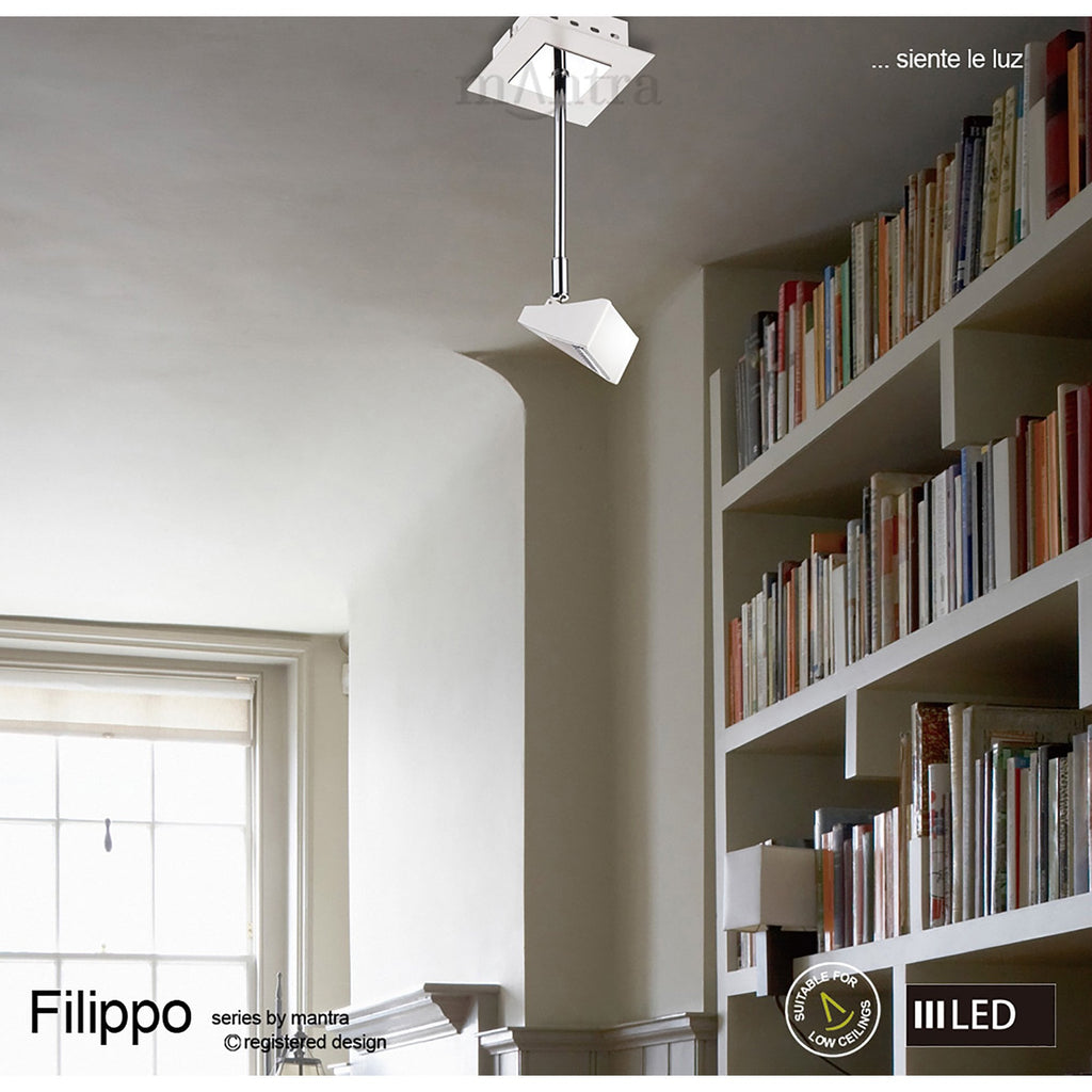 M8104/1 Filippo Spot Light 3 Light LED Triangular 5W Matt White/Polished Chrome