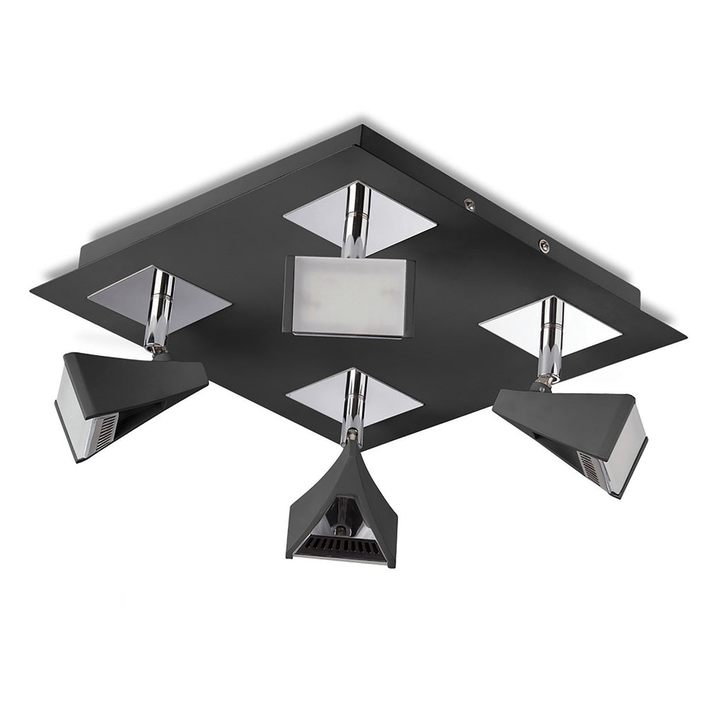 M8111/1 Filippo Spot Light 4 Light LED Square 20W Matt Black/Polished Chrome