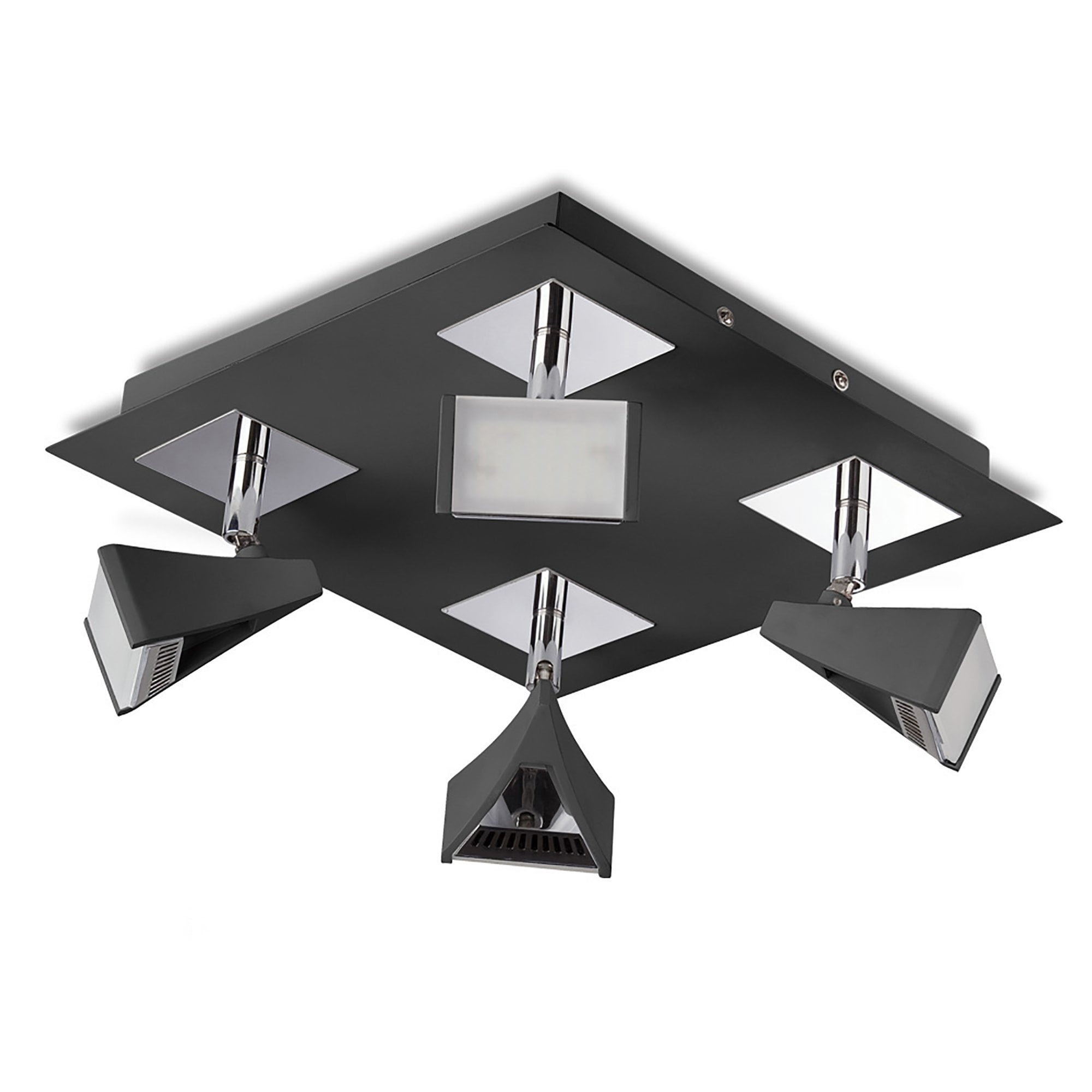 M8111/1 Filippo Spot Light 4 Light LED Square 20W Matt Black/Polished Chrome
