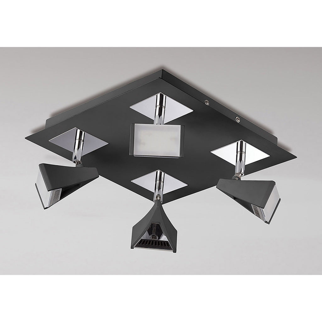 M8111/1 Filippo Spot Light 4 Light LED Square 20W Matt Black/Polished Chrome
