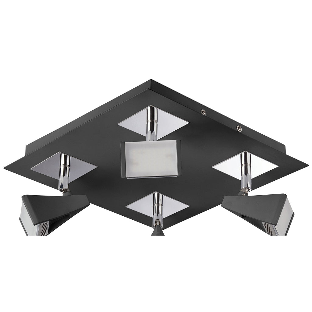 M8111/1 Filippo Spot Light 4 Light LED Square 20W Matt Black/Polished Chrome