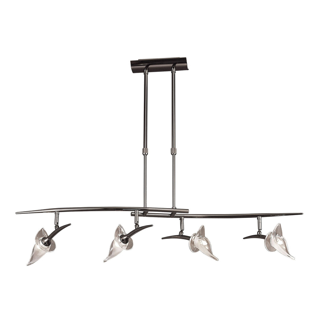 M0320BC Flavia Telescopic Linear Pendant 4 Light G9 Adjustable Heads Black Chrome