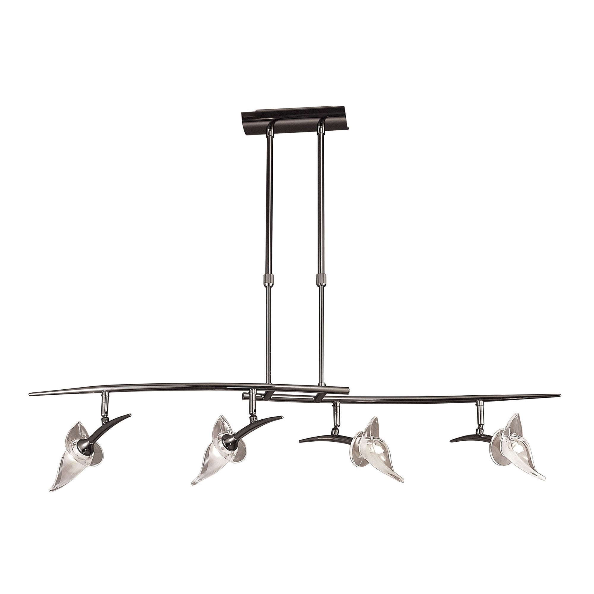 M0320BC Flavia Telescopic Linear Pendant 4 Light G9 Adjustable Heads Black Chrome