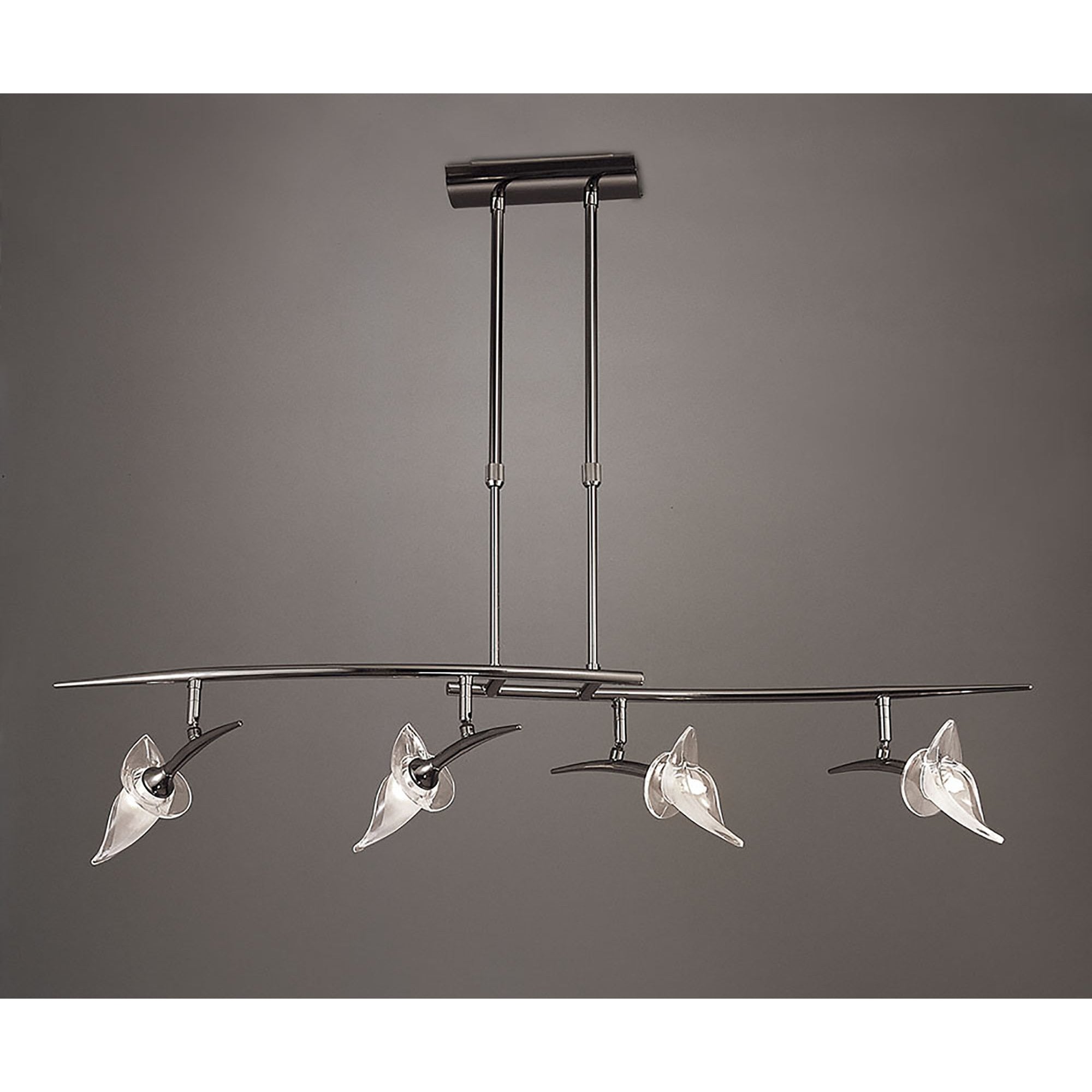 M0320BC Flavia Telescopic Linear Pendant 4 Light G9 Adjustable Heads Black Chrome