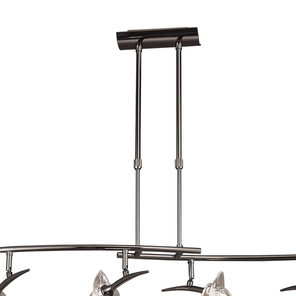 M0320BC Flavia Telescopic Linear Pendant 4 Light G9 Adjustable Heads Black Chrome