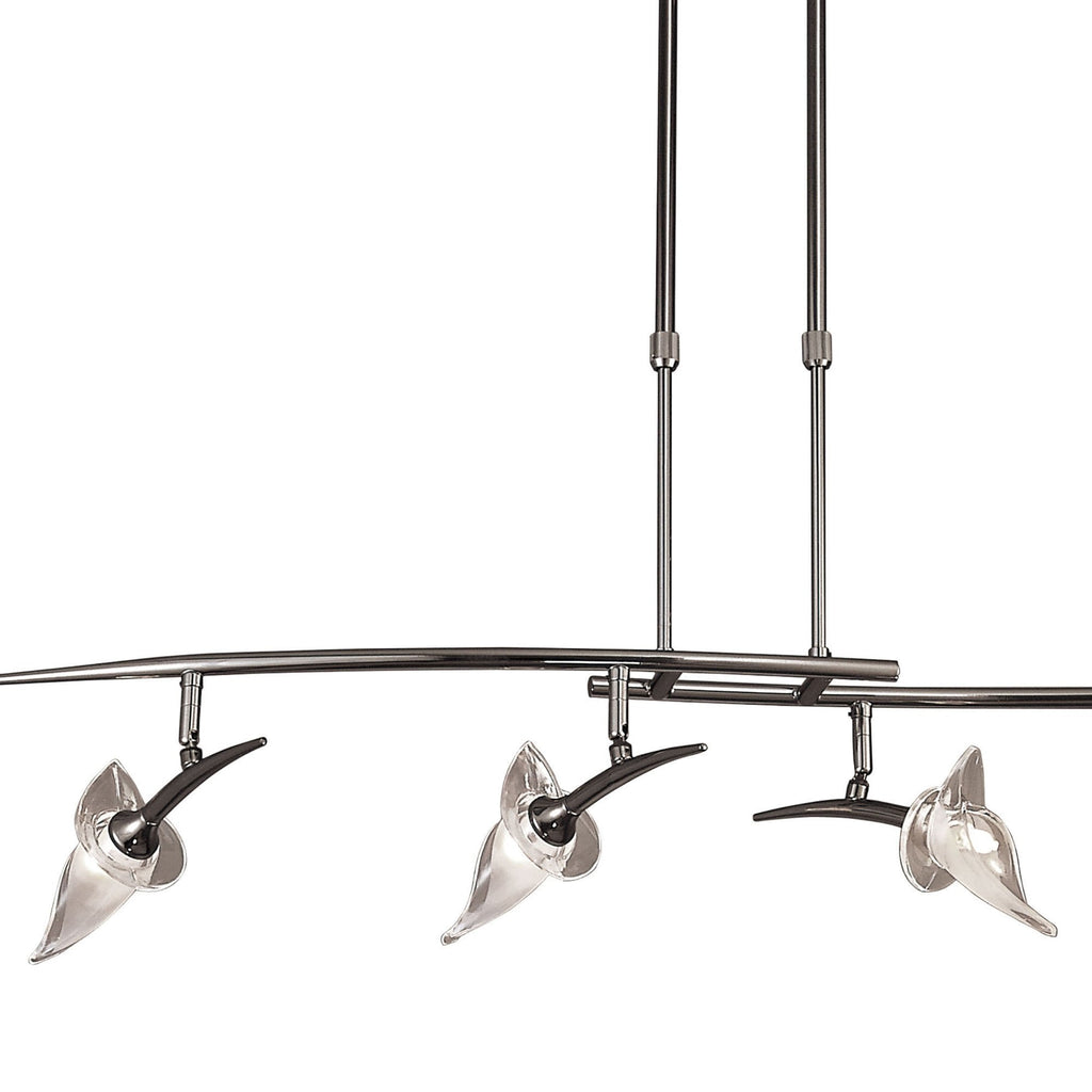 M0320BC Flavia Telescopic Linear Pendant 4 Light G9 Adjustable Heads Black Chrome