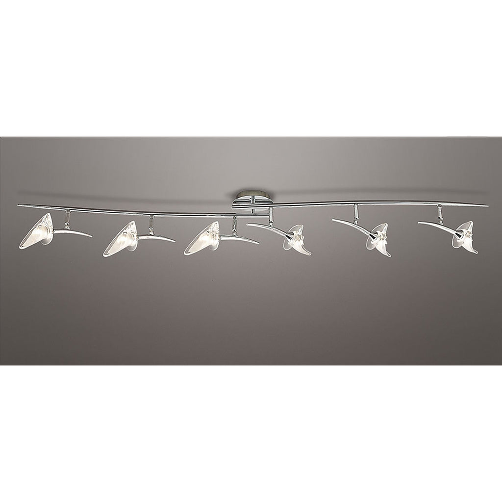 M0319 Flavia Linear Spot Light 6 Light G9 Adjustable Heads Polished Chrome