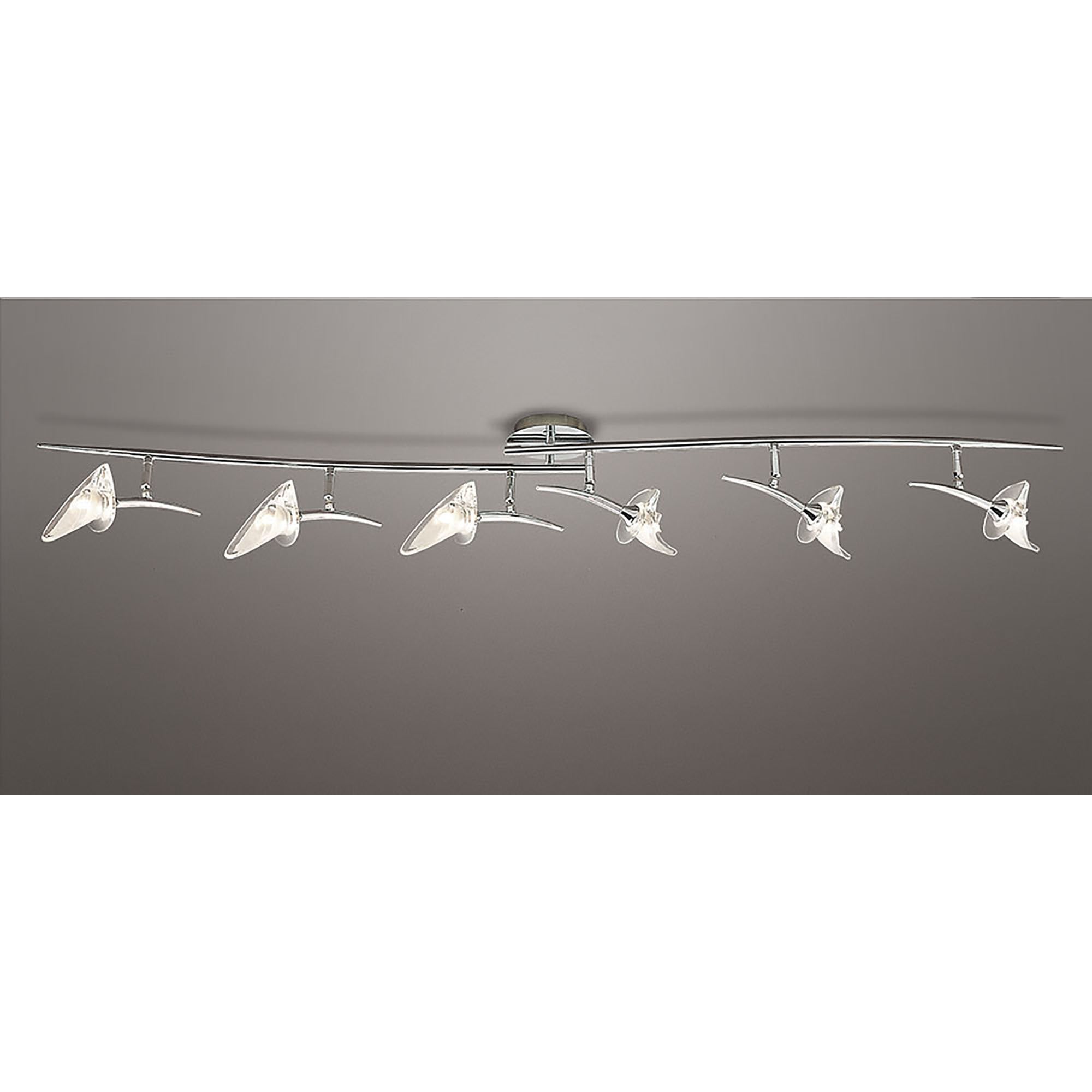 M0319 Flavia Linear Spot Light 6 Light G9 Adjustable Heads Polished Chrome