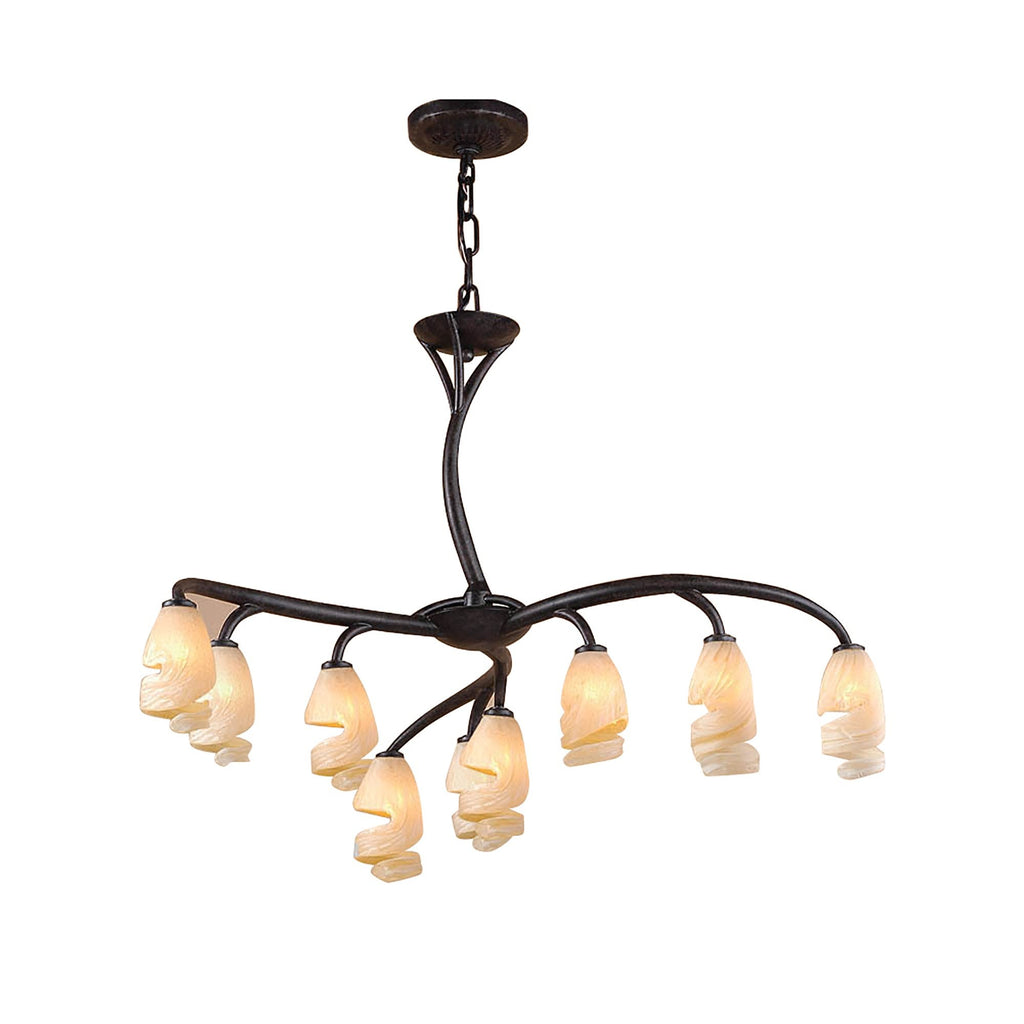 M3122 Forest Pendant 3 Arm 9 Light G9 Brown/Black Oxide