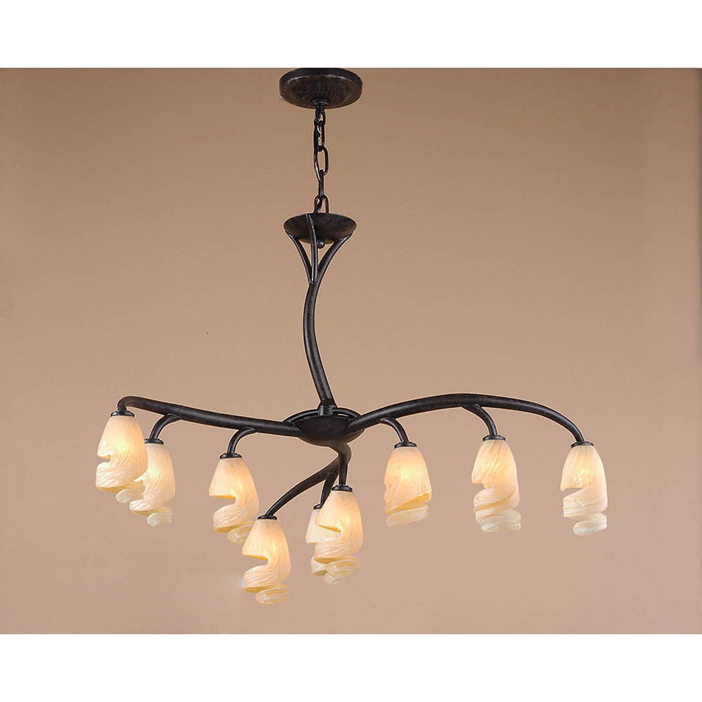 M3122 Forest Pendant 3 Arm 9 Light G9 Brown/Black Oxide