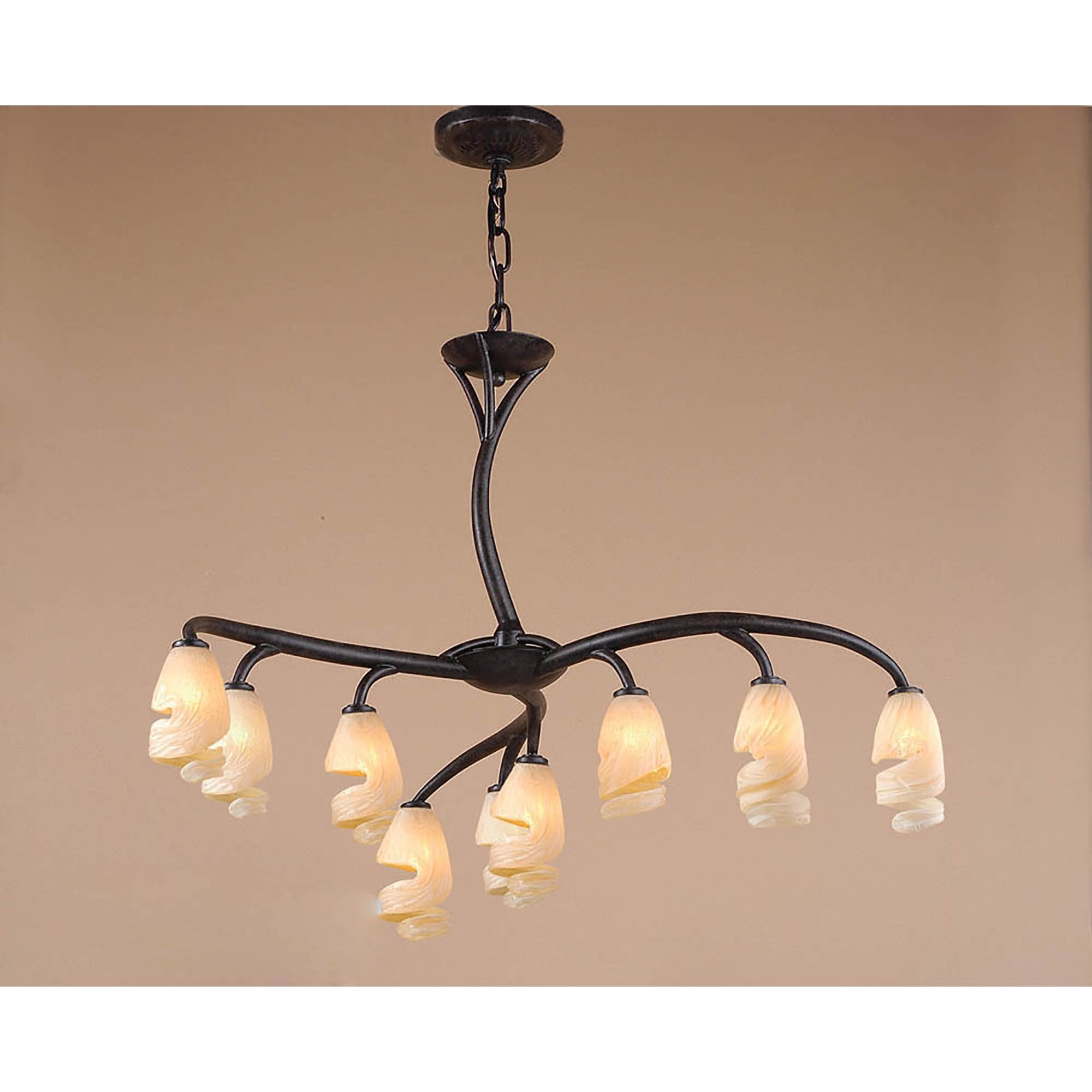 M3122 Forest Pendant 3 Arm 9 Light G9 Brown/Black Oxide