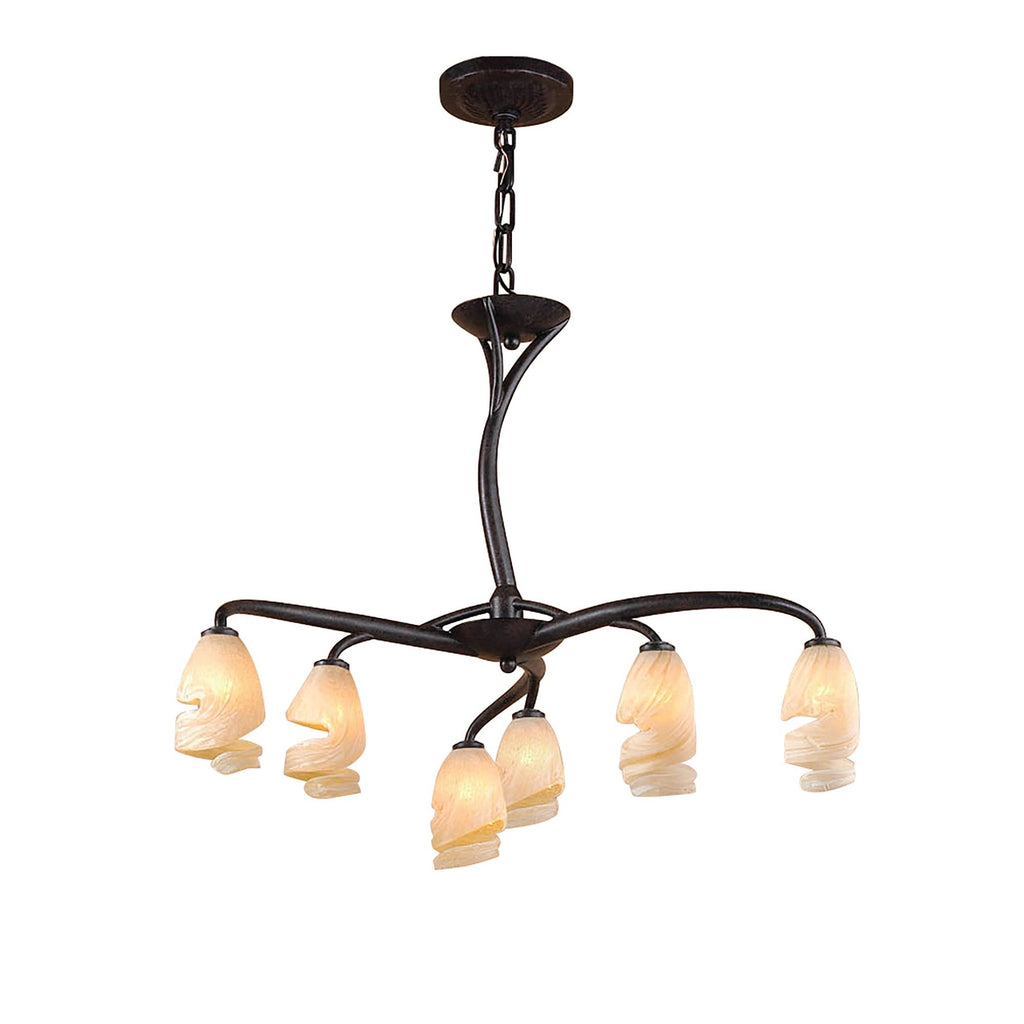 M3121 Forest Pendant 3 Arm 6 Light G9 Brown/Black Oxide