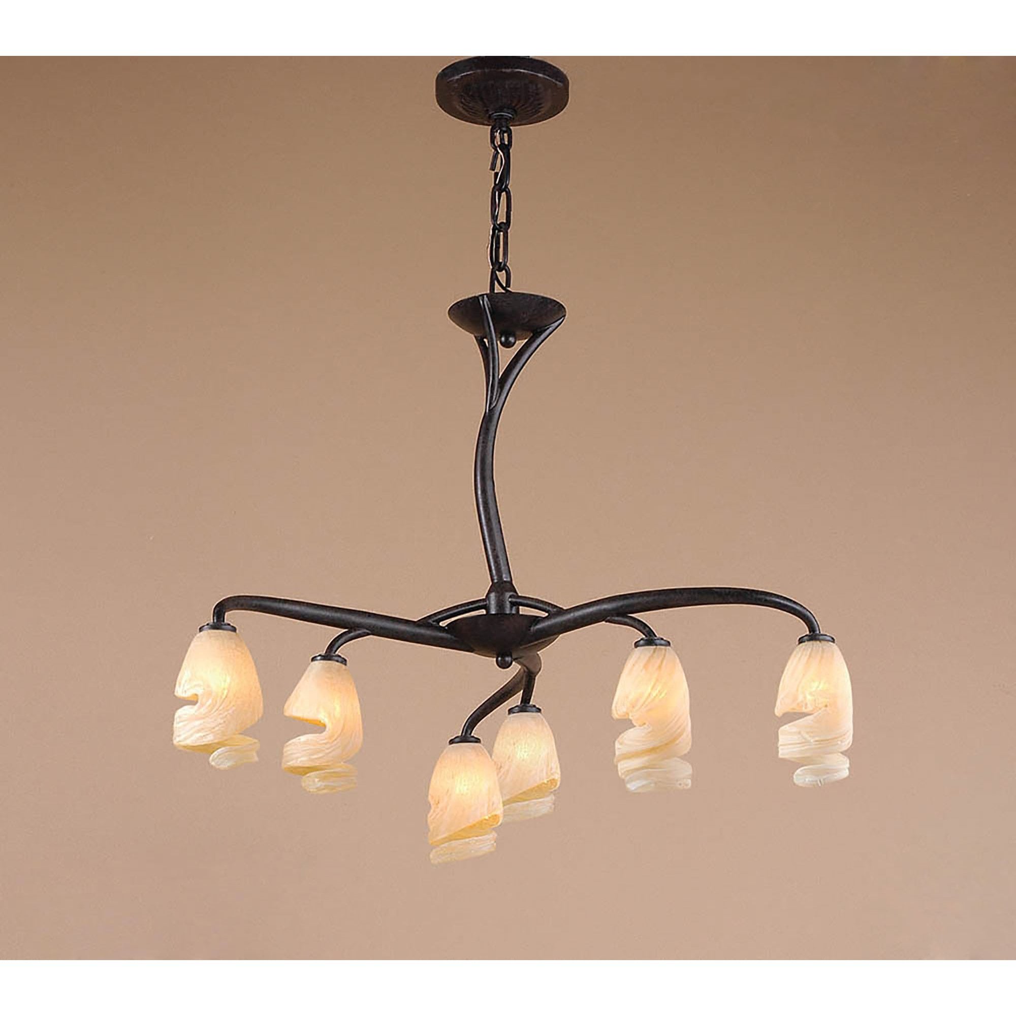 M3121 Forest Pendant 3 Arm 6 Light G9 Brown/Black Oxide