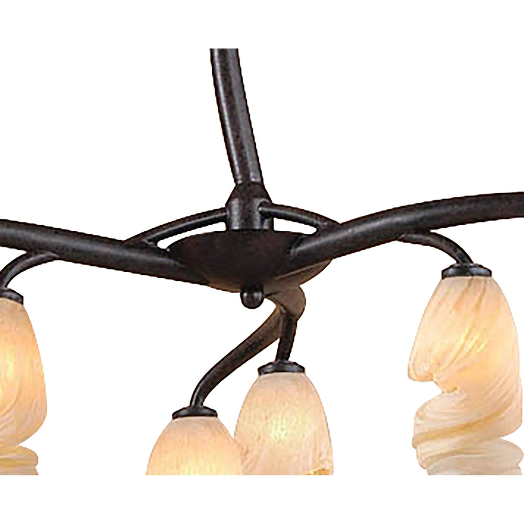 M3121 Forest Pendant 3 Arm 6 Light G9 Brown/Black Oxide