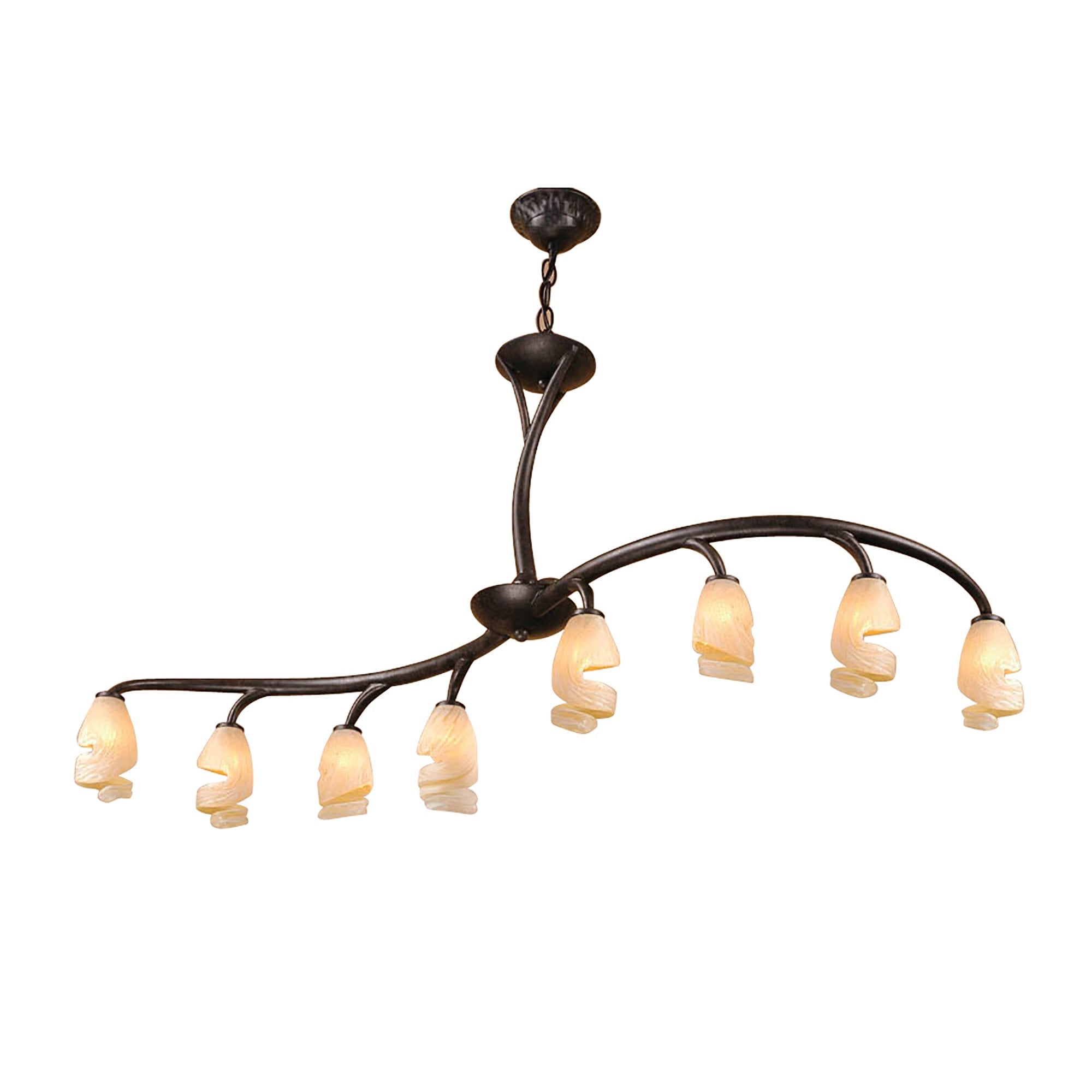 M3134 Forest Semi Ceililng 8 Light G9 Bar Brown Black Oxide