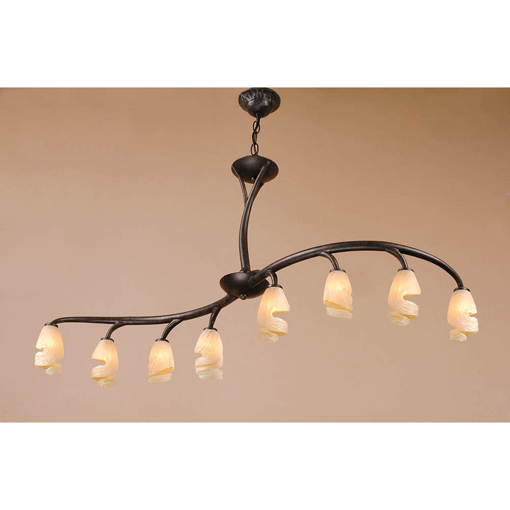 M3134 Forest Semi Ceililng 8 Light G9 Bar Brown Black Oxide