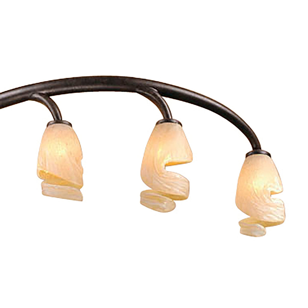 M3134 Forest Semi Ceililng 8 Light G9 Bar Brown Black Oxide