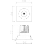 MC0080 Formentera Recessed Swivel Downlight 8cm Square 7W COB LED Matt White