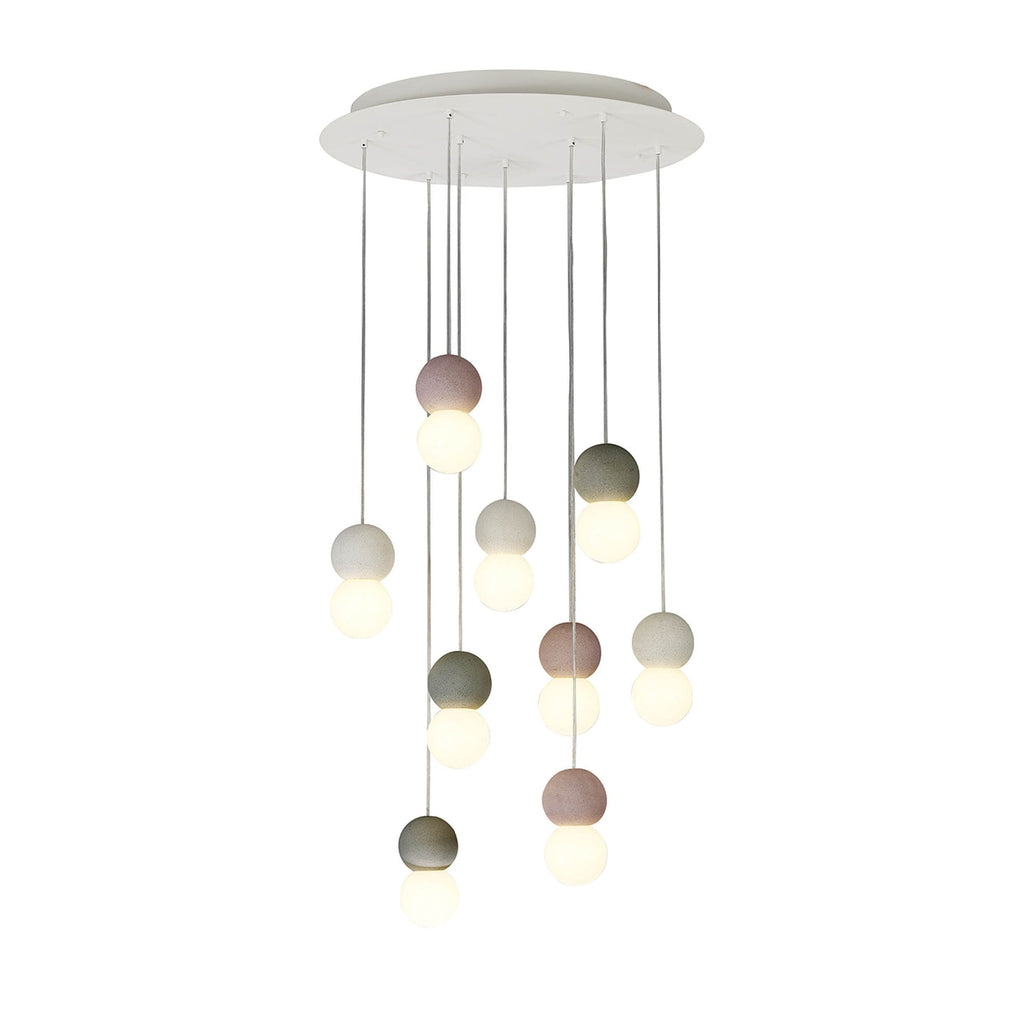 M7621 Galaxia Pendant Round 9 Light White/Grey/Red Cement