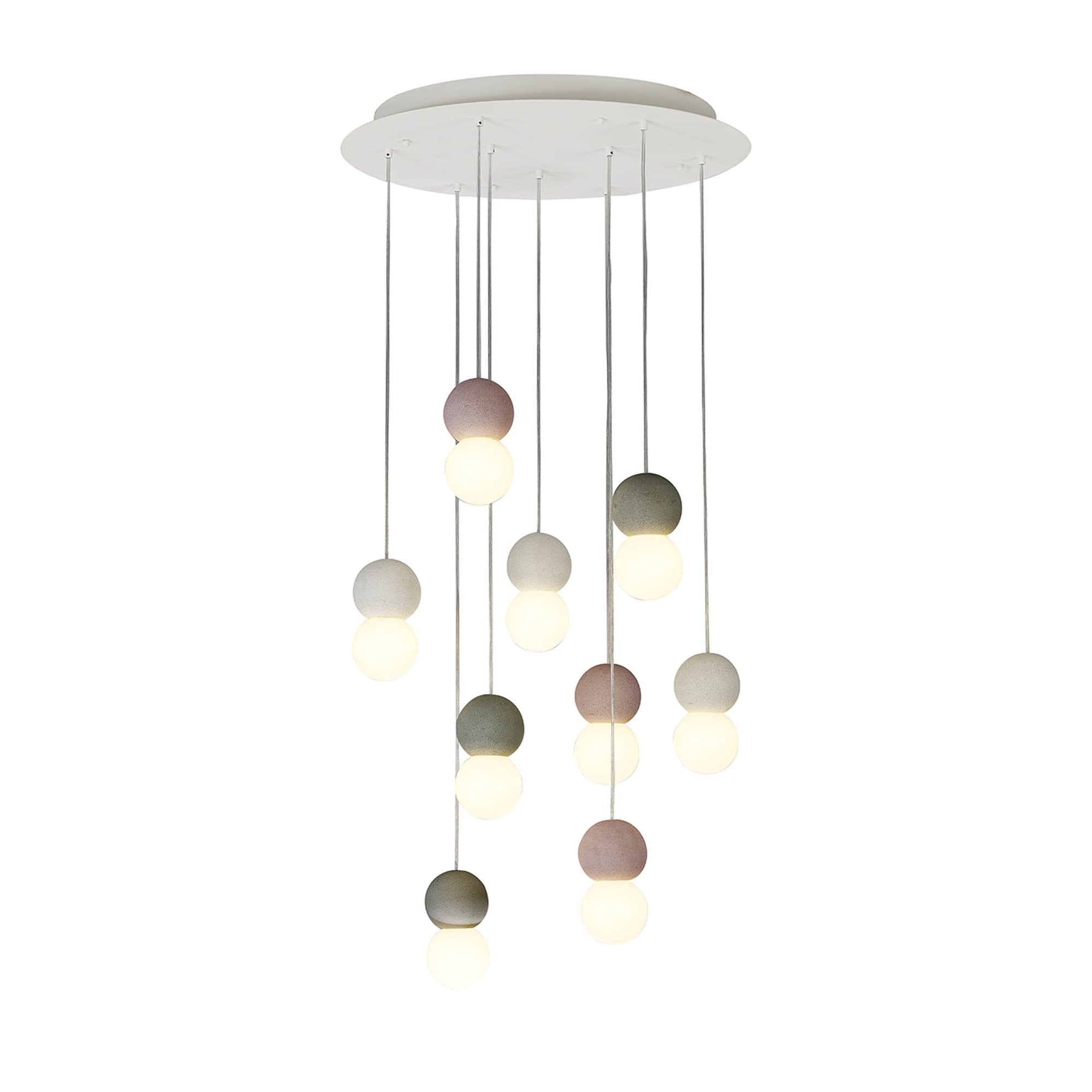 M7621 Galaxia Pendant Round 9 Light White/Grey/Red Cement