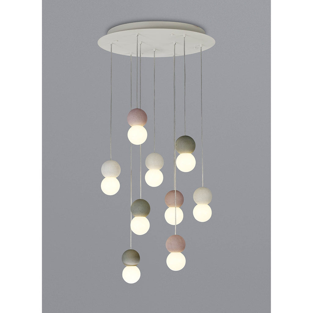 M7621 Galaxia Pendant Round 9 Light White/Grey/Red Cement
