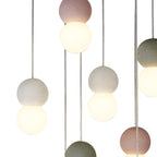 M7621 Galaxia Pendant Round 9 Light White/Grey/Red Cement
