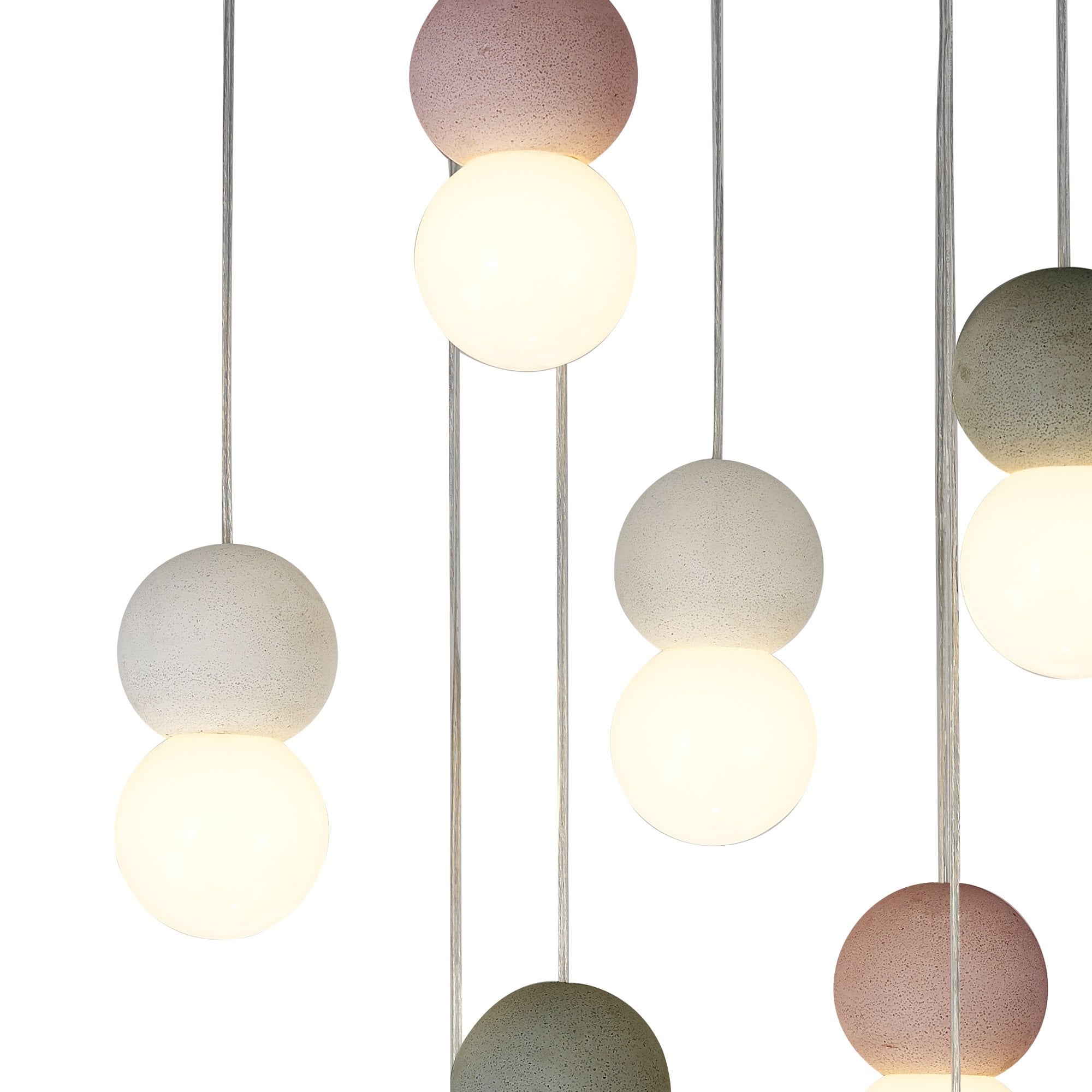 M7621 Galaxia Pendant Round 9 Light White/Grey/Red Cement