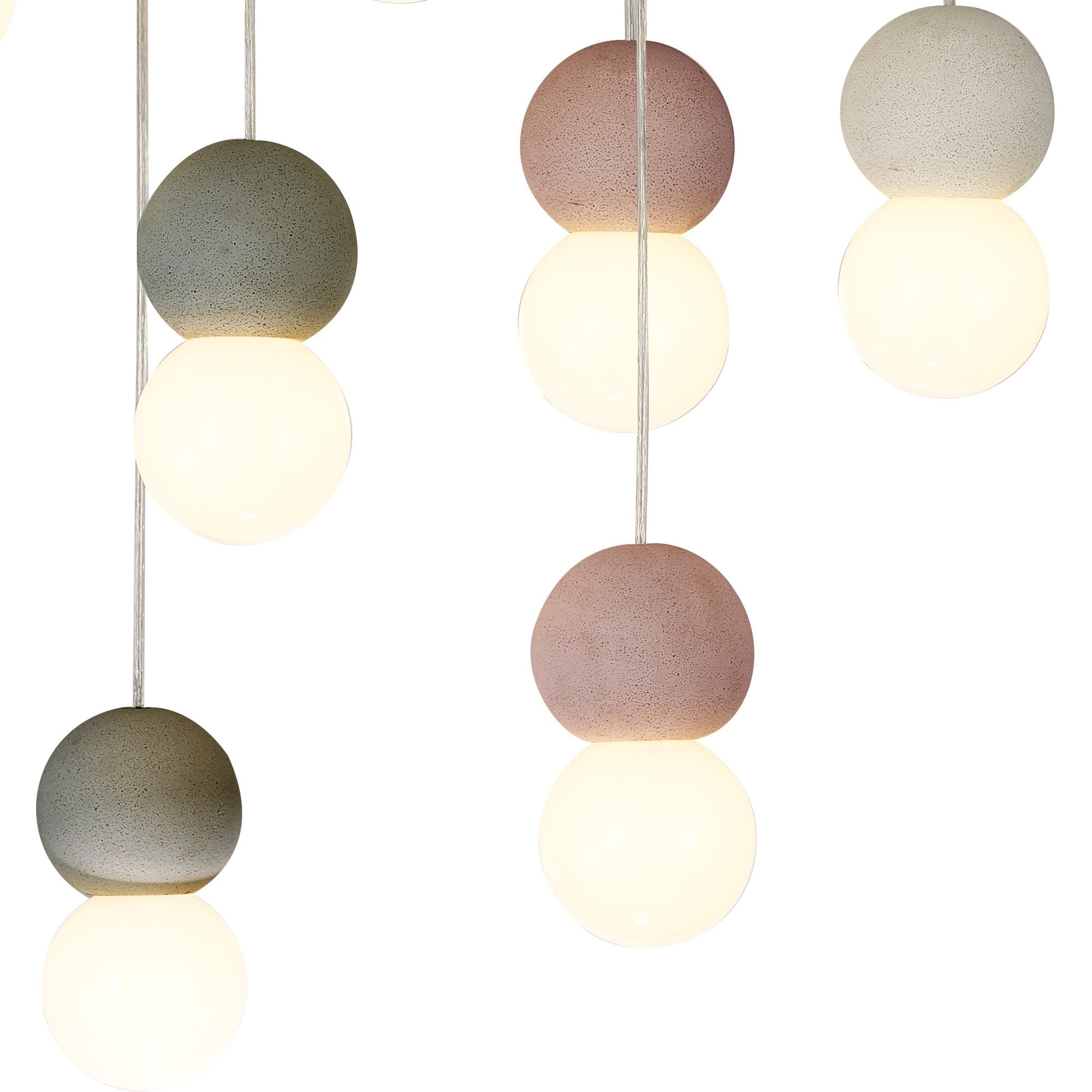 M7621 Galaxia Pendant Round 9 Light White/Grey/Red Cement