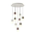 M7702 Galaxia Pendant Square 9 Light White / Grey / Red Cement