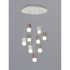 M7702 Galaxia Pendant Square 9 Light White / Grey / Red Cement