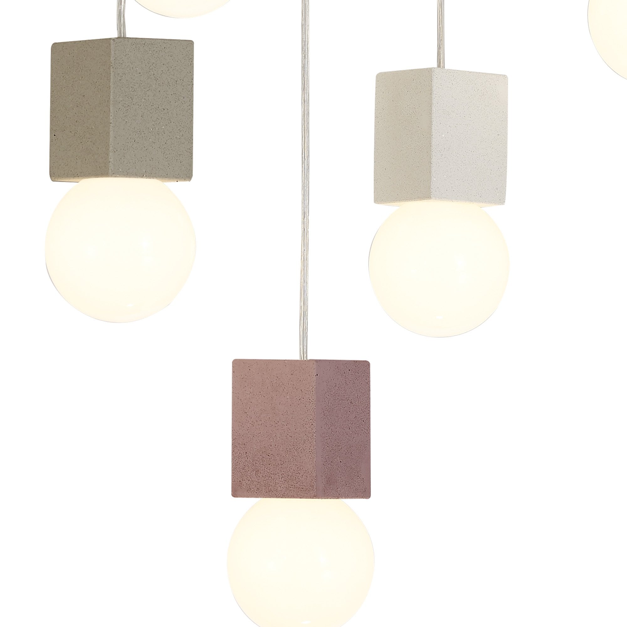 M7702 Galaxia Pendant Square 9 Light White / Grey / Red Cement