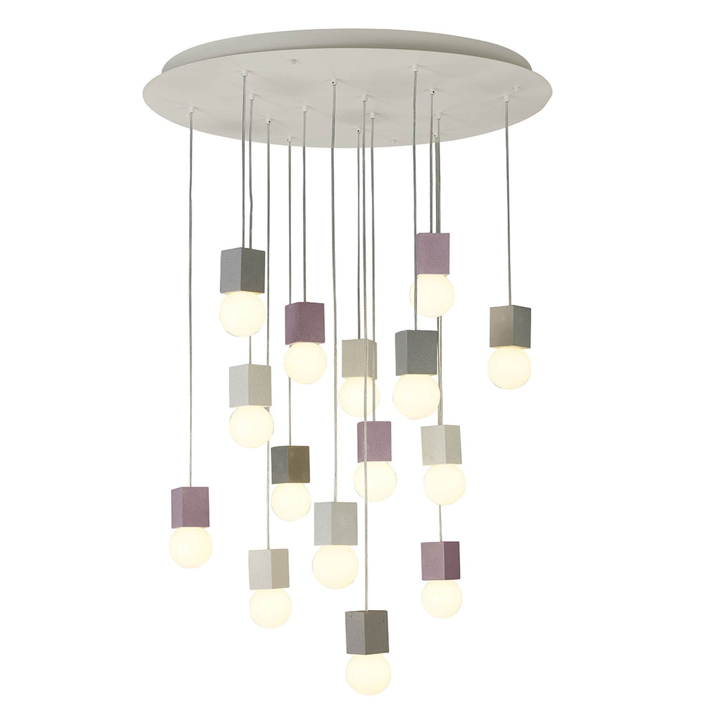 M7701 Galaxia Pendant Square 15 Light White / Grey / Red Cement