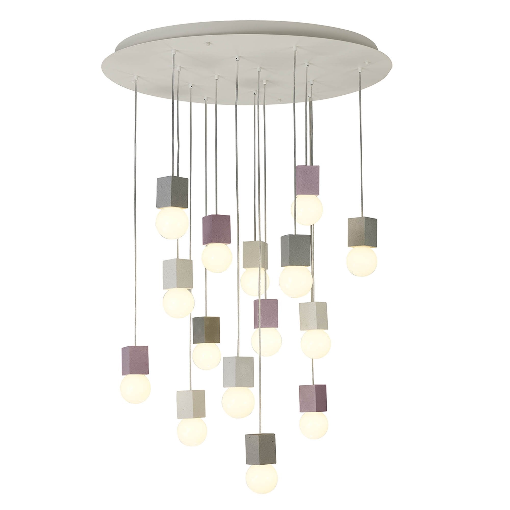 M7701 Galaxia Pendant Square 15 Light White / Grey / Red Cement