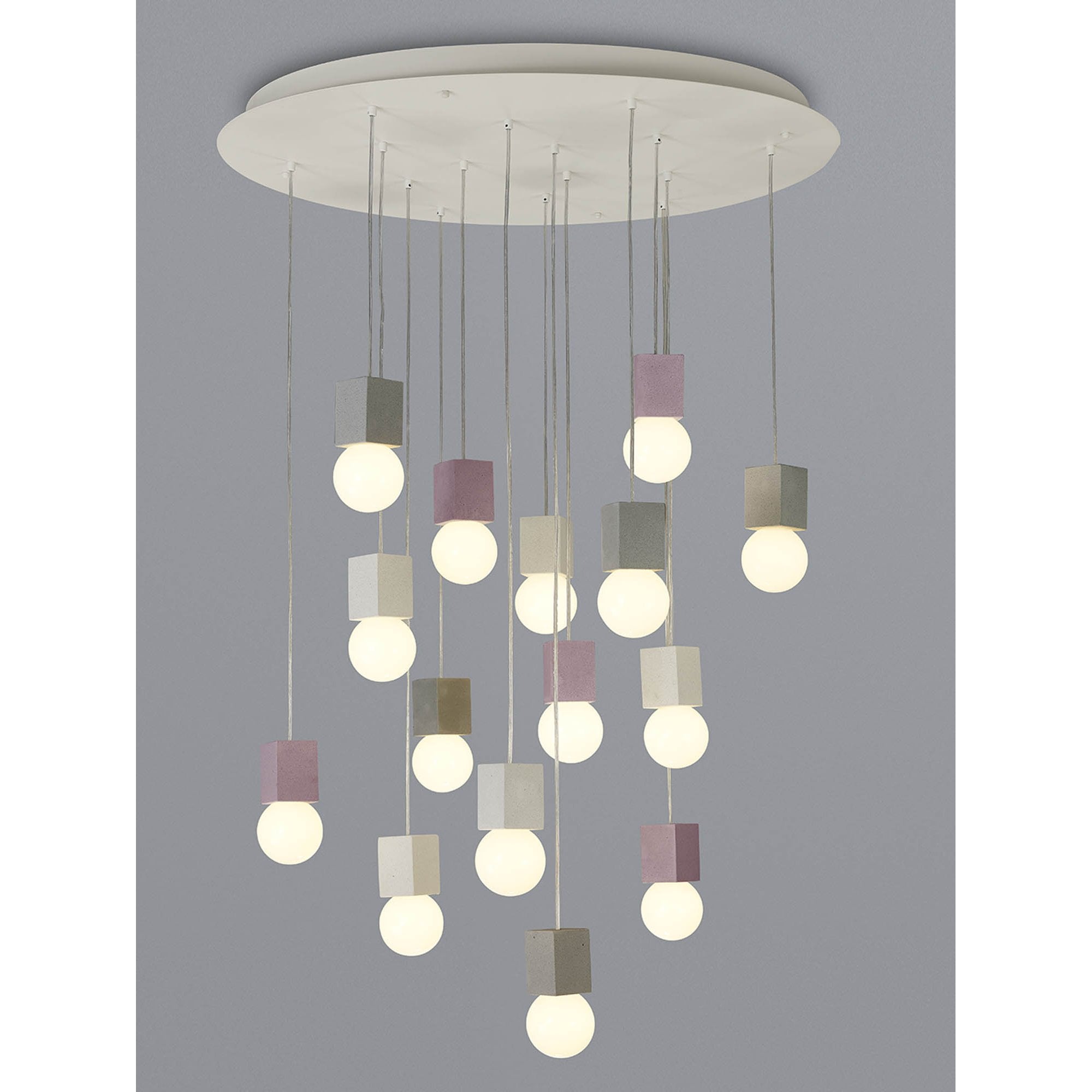 M7701 Galaxia Pendant Square 15 Light White / Grey / Red Cement