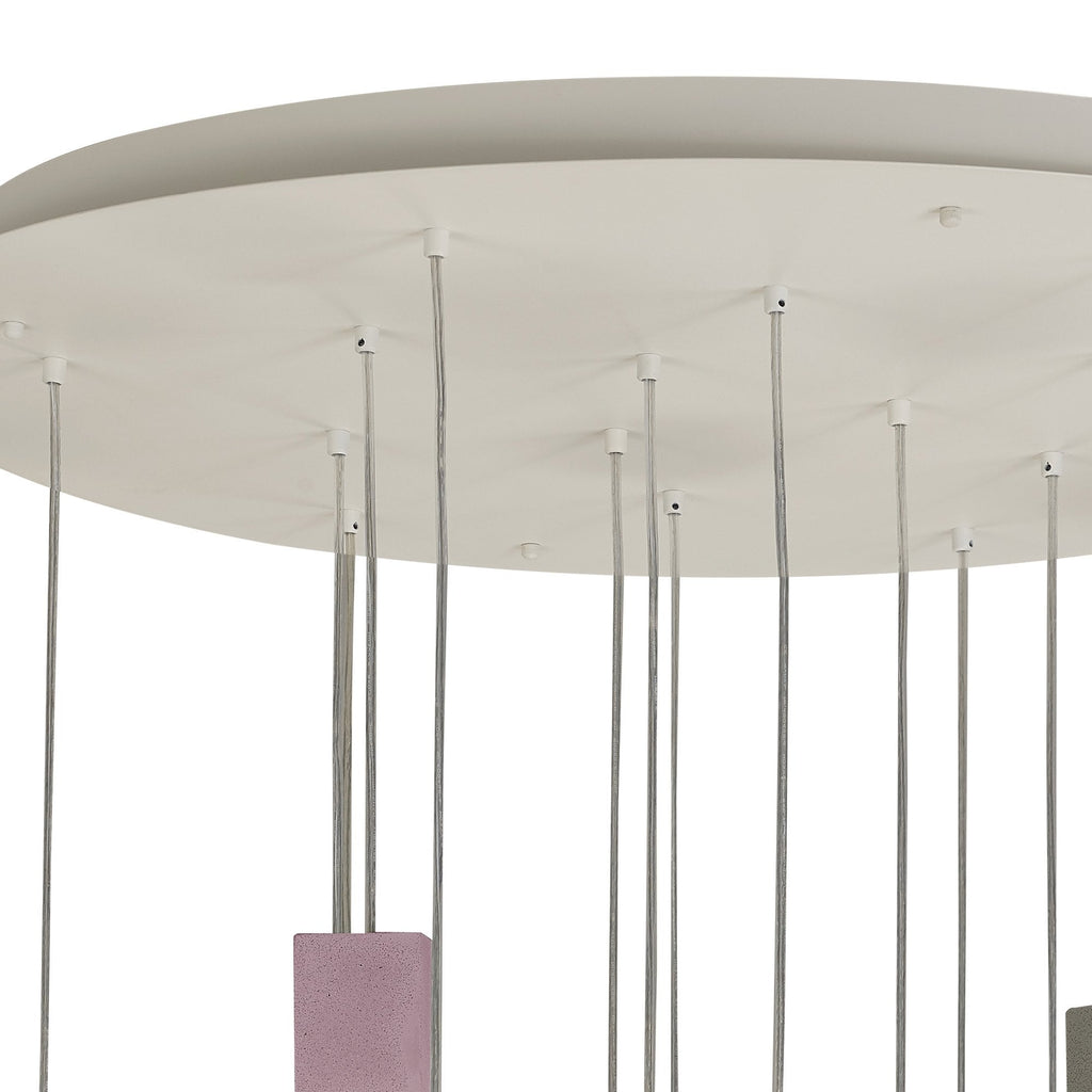 M7701 Galaxia Pendant Square 15 Light White / Grey / Red Cement
