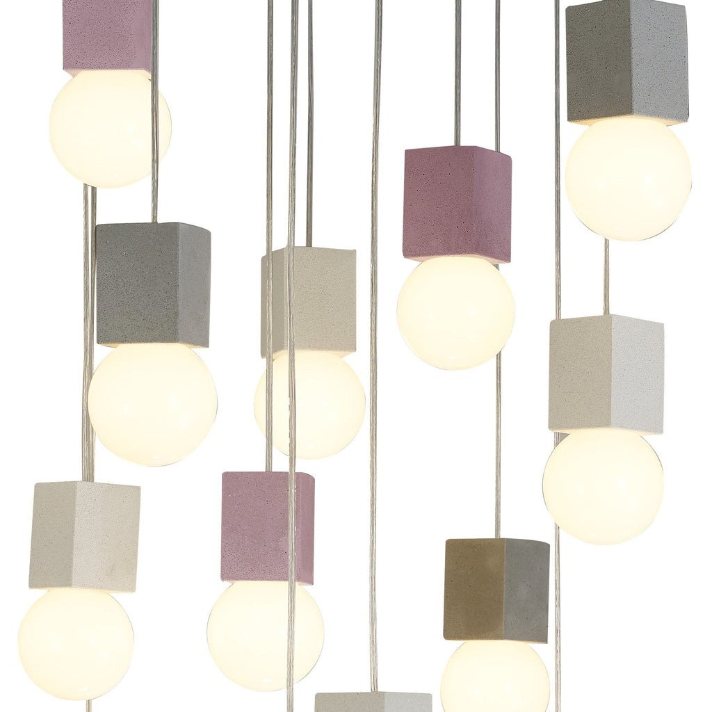M7701 Galaxia Pendant Square 15 Light White / Grey / Red Cement