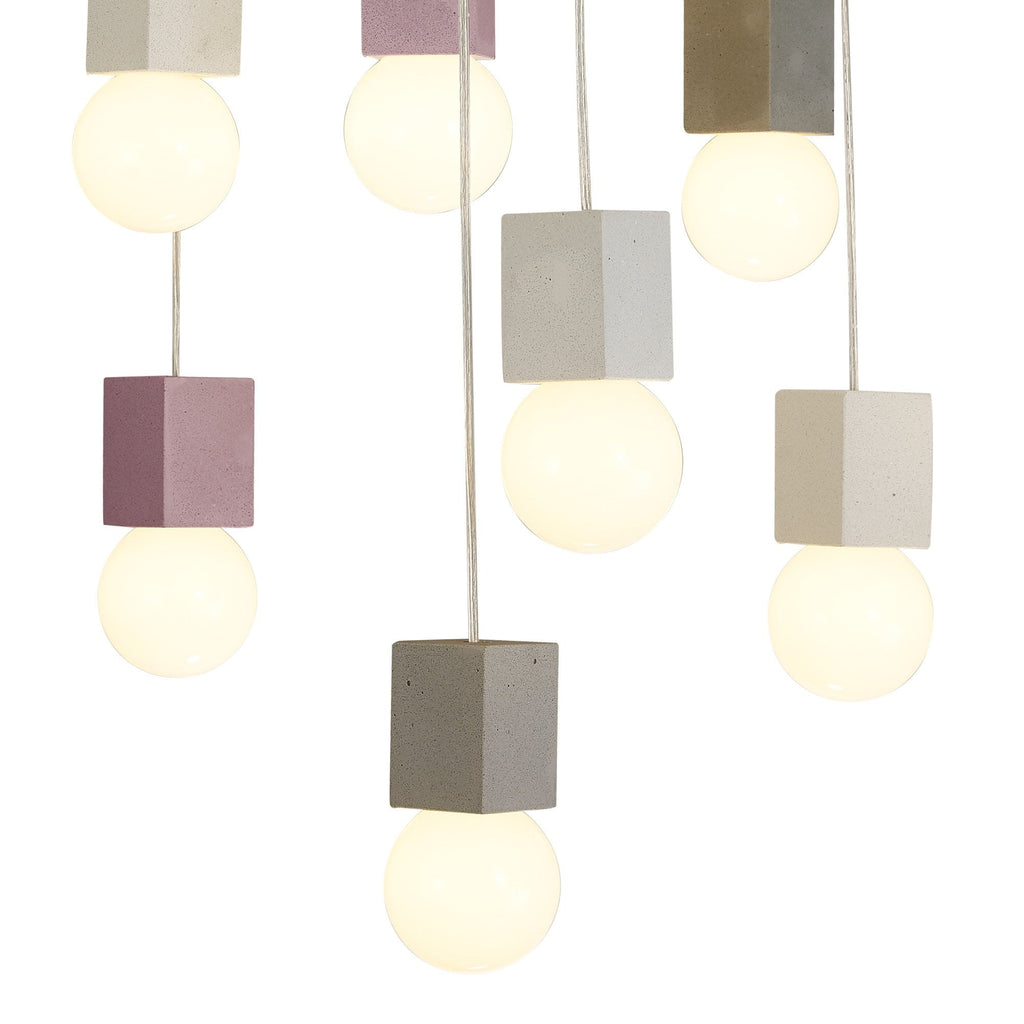 M7701 Galaxia Pendant Square 15 Light White / Grey / Red Cement