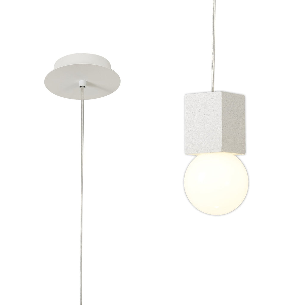 M7704 Galaxia Pendant Square 1 Light White / White Cement
