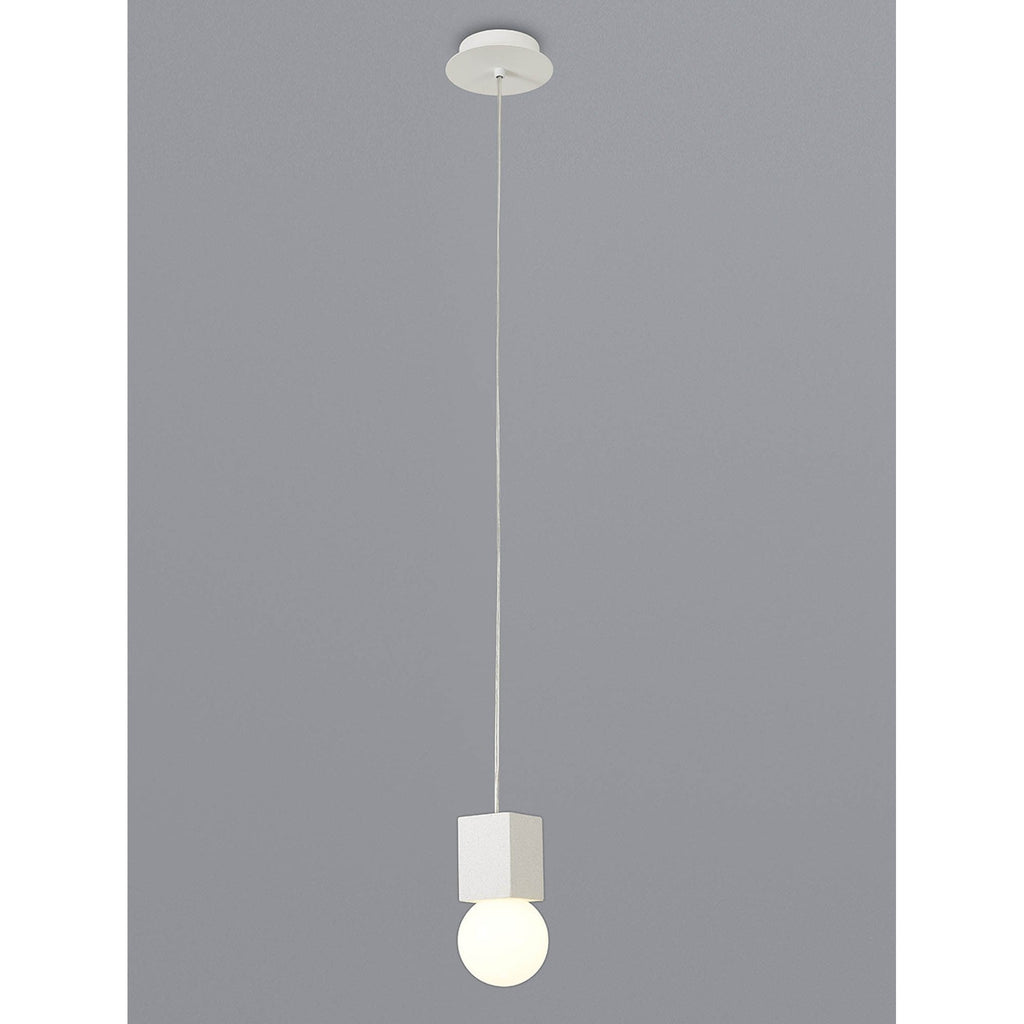 M7704 Galaxia Pendant Square 1 Light White / White Cement