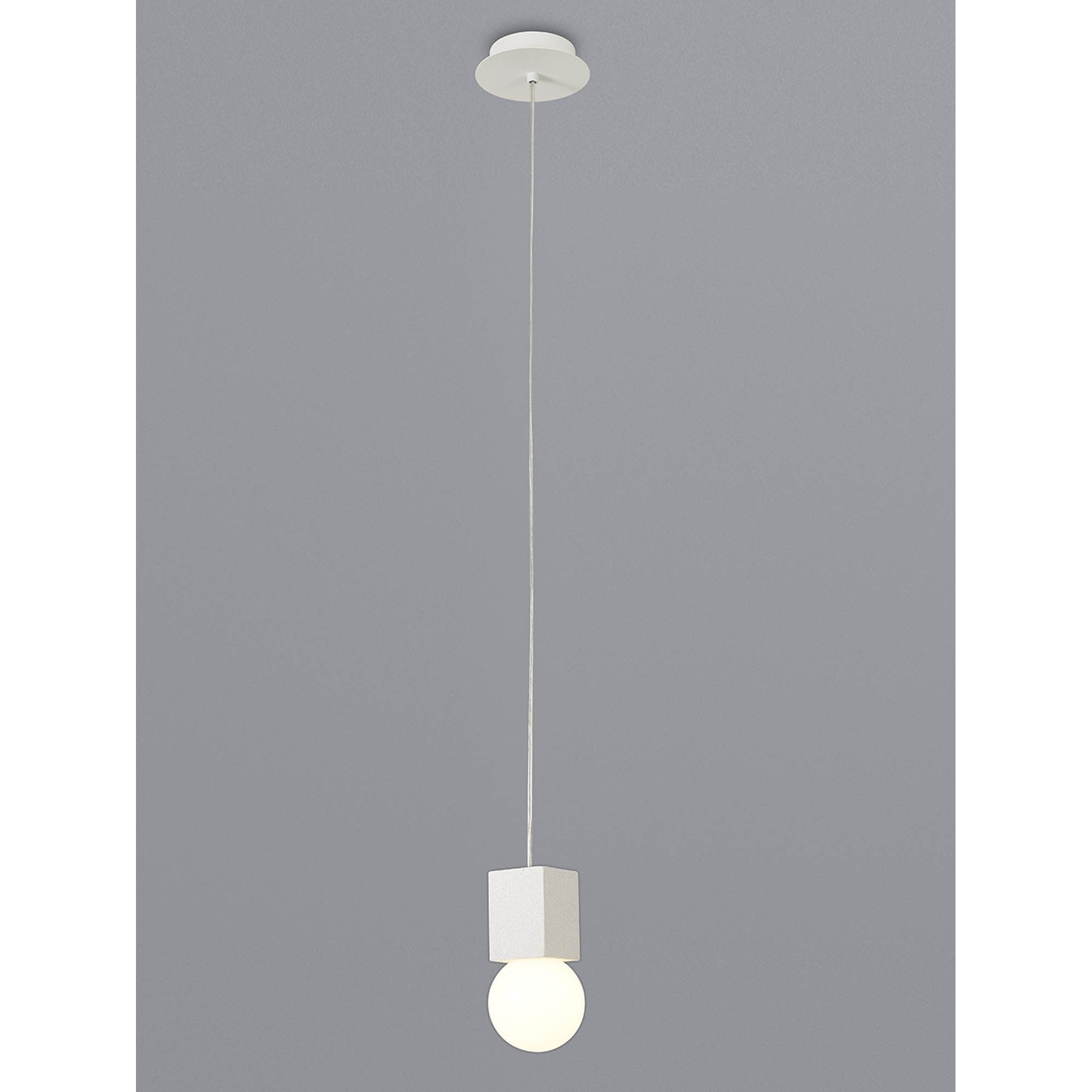 M7704 Galaxia Pendant Square 1 Light White / White Cement