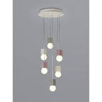 M7703 Galaxia Pendant Square 6 Light White / Grey / Red Cement
