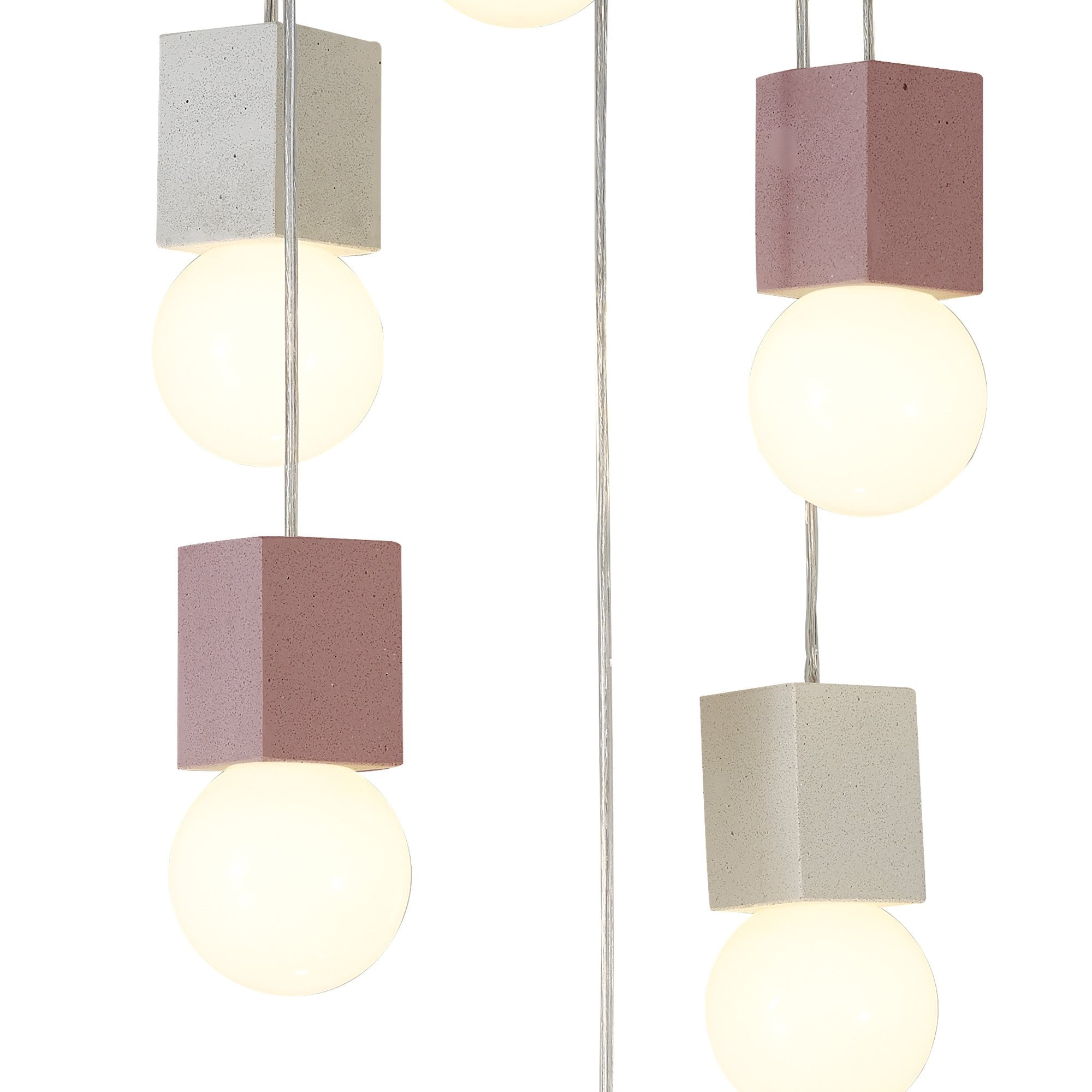M7703 Galaxia Pendant Square 6 Light White / Grey / Red Cement