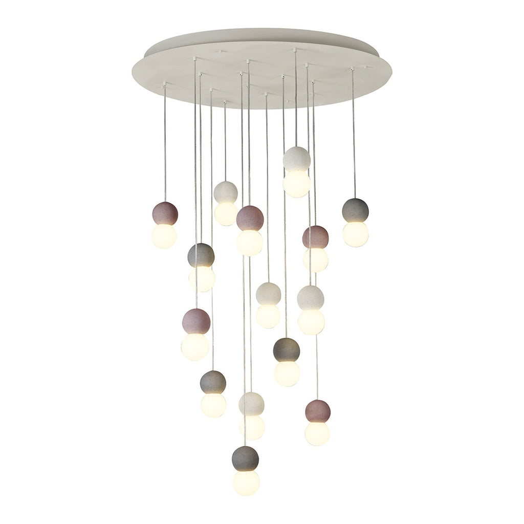 M7620 Galaxia Pendant Round 15 Light White/Grey/Red Cement