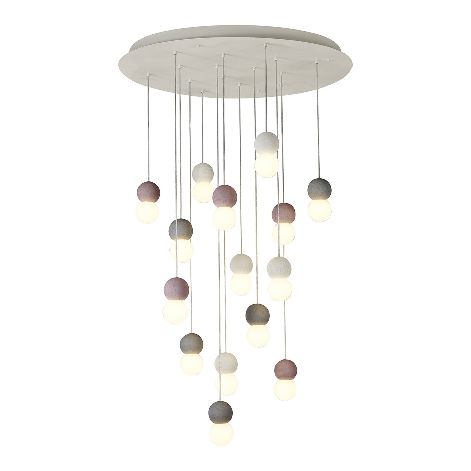 M7620 Galaxia Pendant Round 15 Light White/Grey/Red Cement