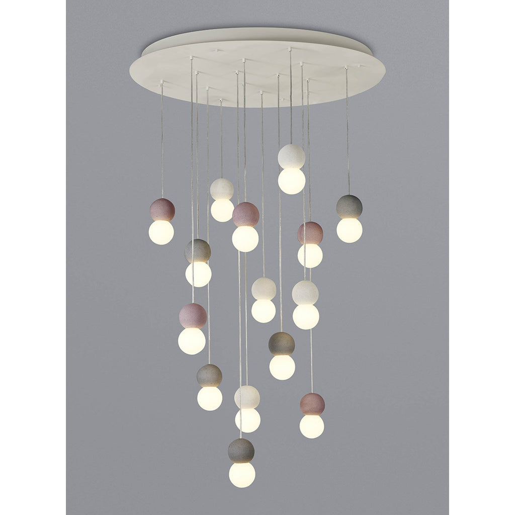 M7620 Galaxia Pendant Round 15 Light White/Grey/Red Cement