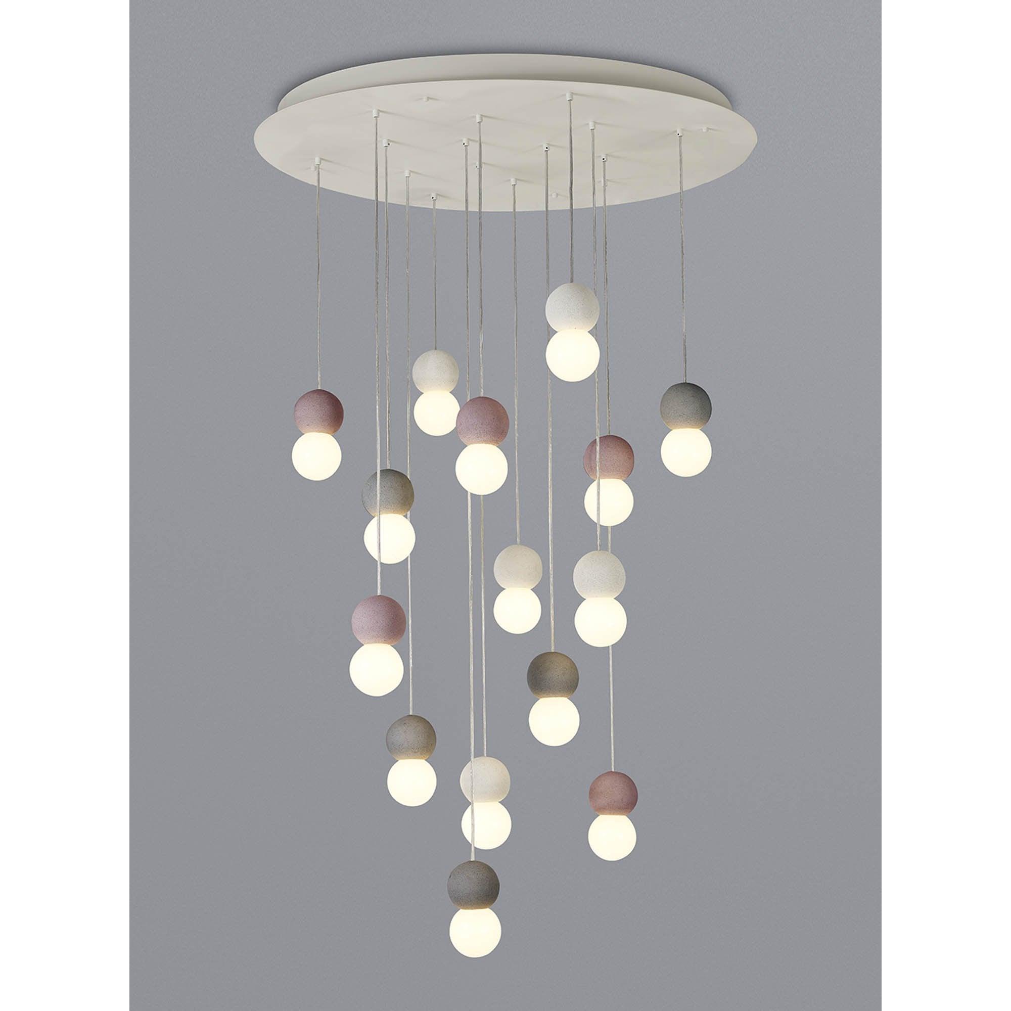 M7620 Galaxia Pendant Round 15 Light White/Grey/Red Cement